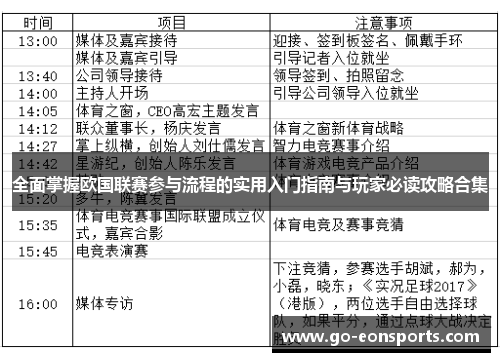 全面掌握欧国联赛参与流程的实用入门指南与玩家必读攻略合集